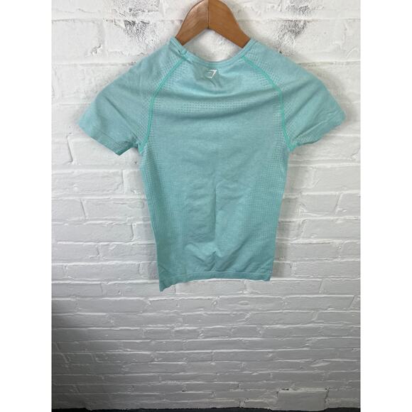 Gymshark Women's Vital Seamless T-Shirt Raglan Sleeves Mint Green Size XS - Picture 3 of 4